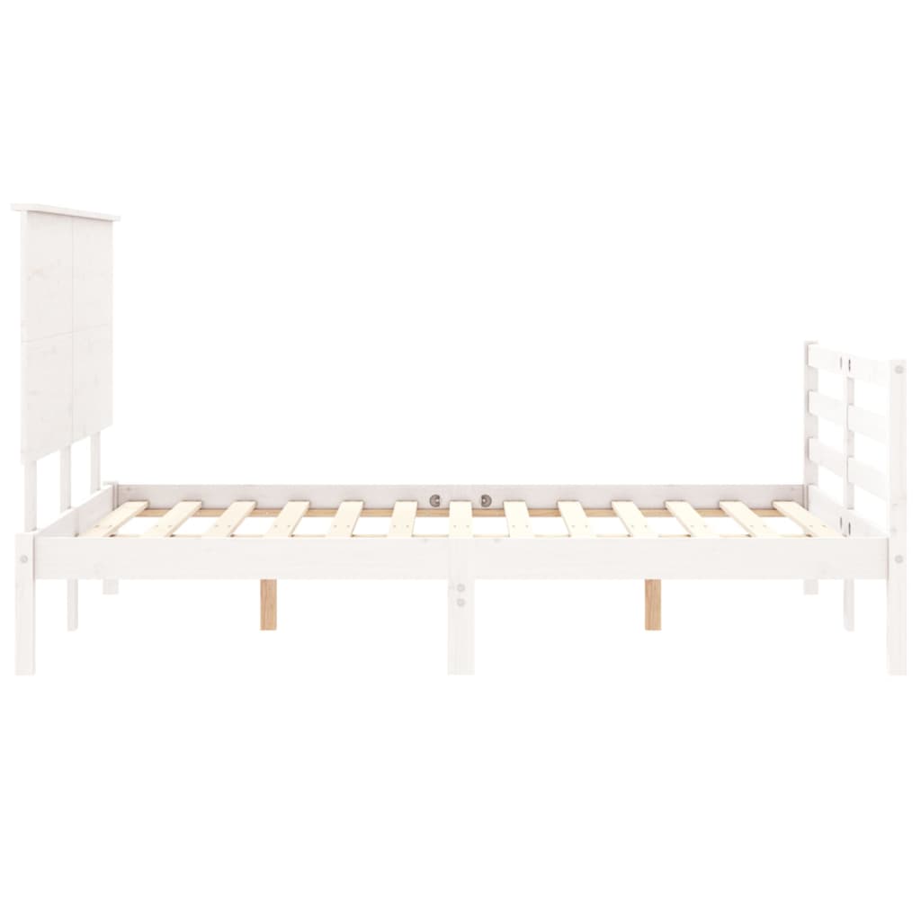 Estrutura de cama com cabeceira 140x190cm madeira maciça branco