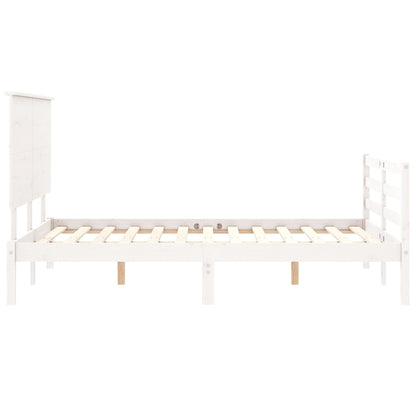 Estrutura de cama com cabeceira 140x190cm madeira maciça branco