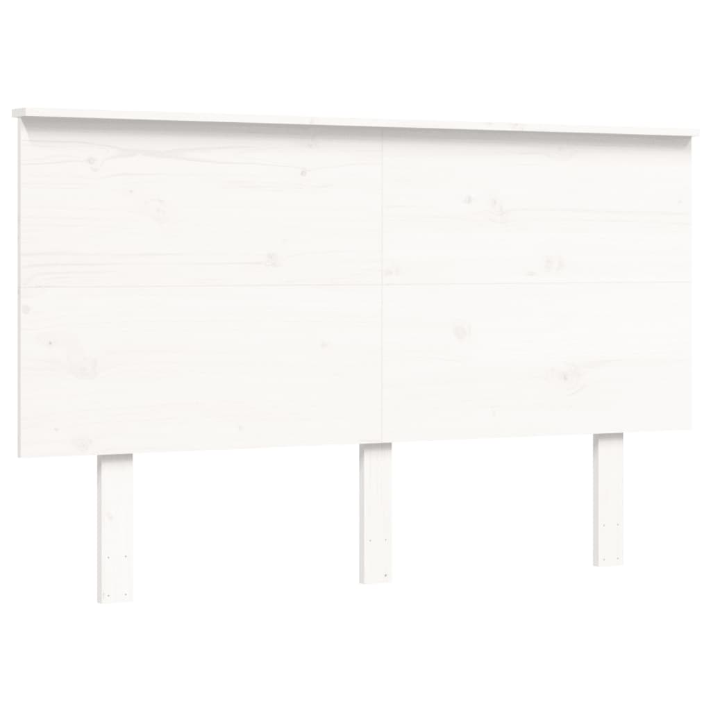 Estrutura de cama com cabeceira 140x190cm madeira maciça branco