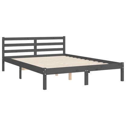 Estrutura de cama com cabeceira 140x190 cm madeira maciça cinza