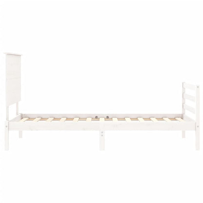 Estrutura de cama com cabeceira 100x200cm madeira maciça branco