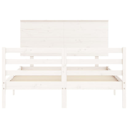 Estrutura de cama com cabeceira 140x200cm madeira maciça branco