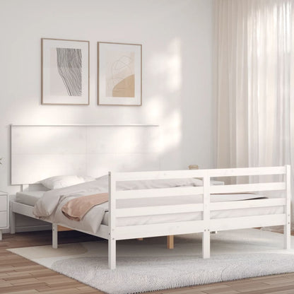 Estrutura de cama King Size com cabeceira madeira maciça branco