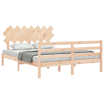 Estrutura de cama com cabeceira 140x190 cm madeira maciça