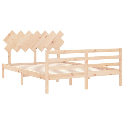 Estrutura de cama com cabeceira 140x190 cm madeira maciça