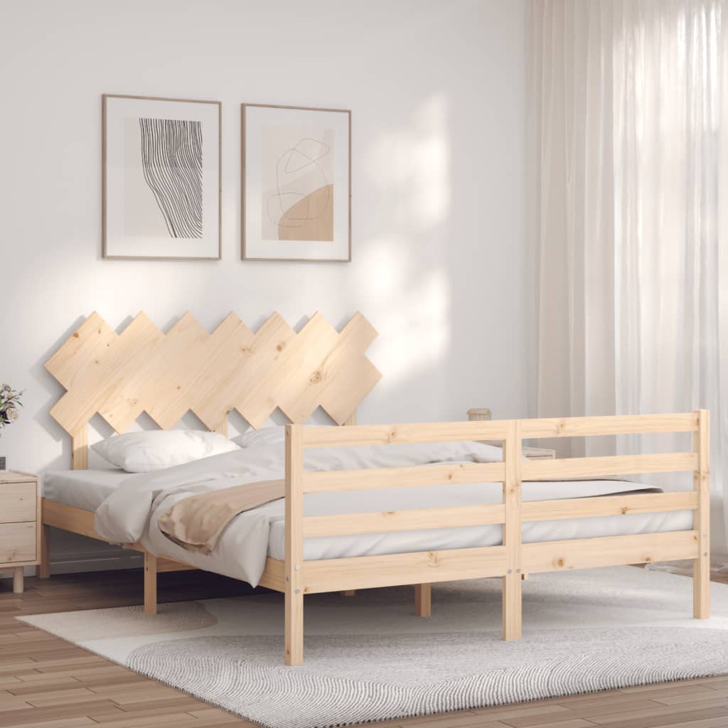 Estrutura de cama com cabeceira 140x190 cm madeira maciça