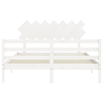 Estrutura de cama com cabeceira 140x190cm madeira maciça branco