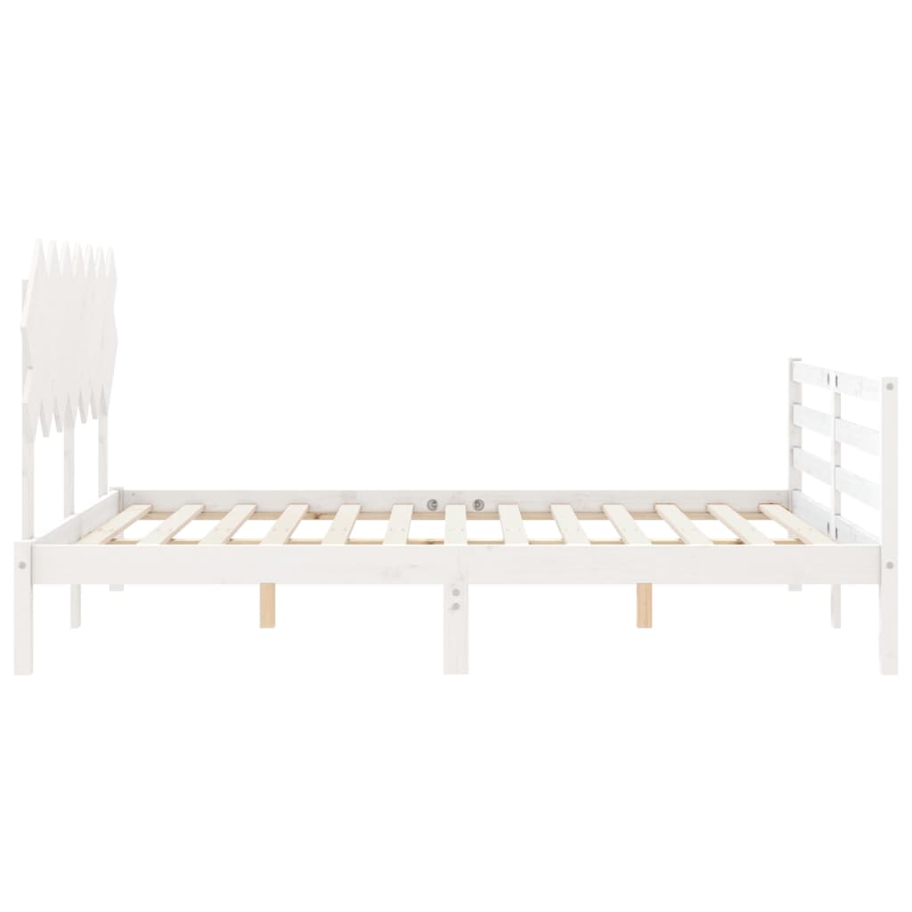 Estrutura de cama com cabeceira 140x190cm madeira maciça branco