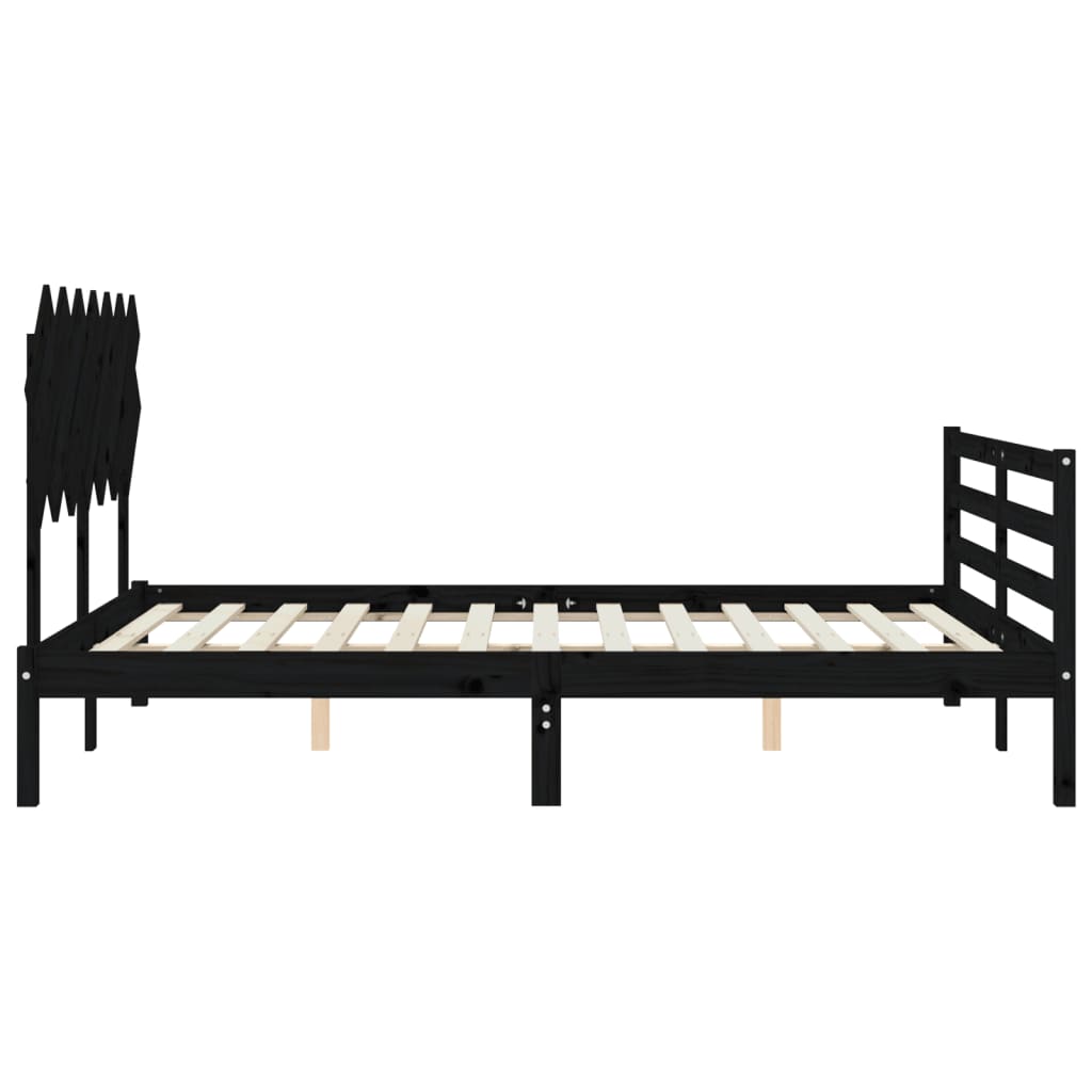 Estrutura de cama com cabeceira 140x190 cm madeira maciça cinza