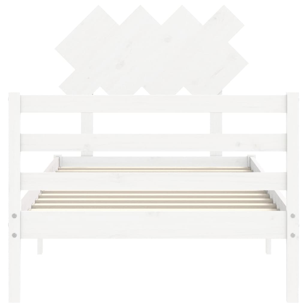 Estrutura de cama com cabeceira 100x200cm madeira maciça branco