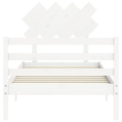 Estrutura de cama com cabeceira 100x200cm madeira maciça branco