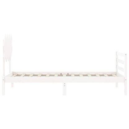 Estrutura de cama com cabeceira 100x200cm madeira maciça branco