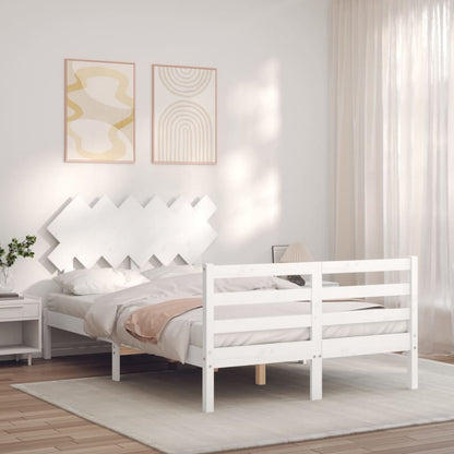 Estrutura de cama com cabeceira 120x200cm madeira maciça branco