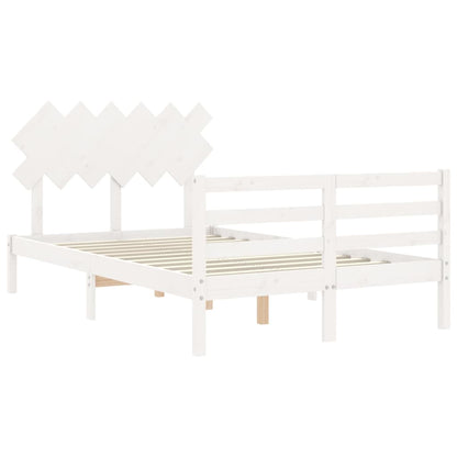 Estrutura de cama com cabeceira 120x200cm madeira maciça branco