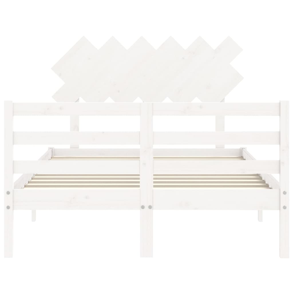 Estrutura de cama com cabeceira 120x200cm madeira maciça branco