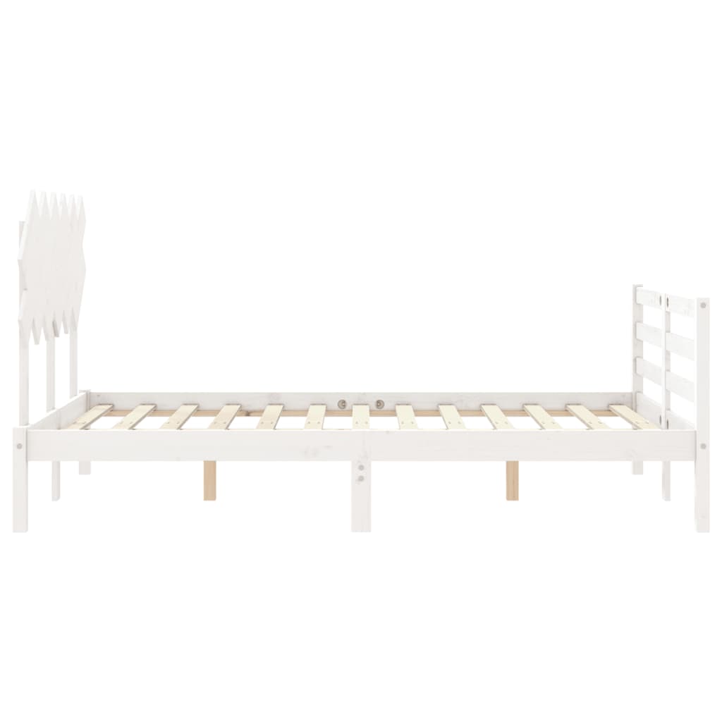 Estrutura de cama com cabeceira 120x200cm madeira maciça branco