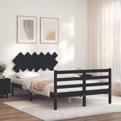 Estrutura de cama com cabeceira 120x200cm madeira maciçao preto