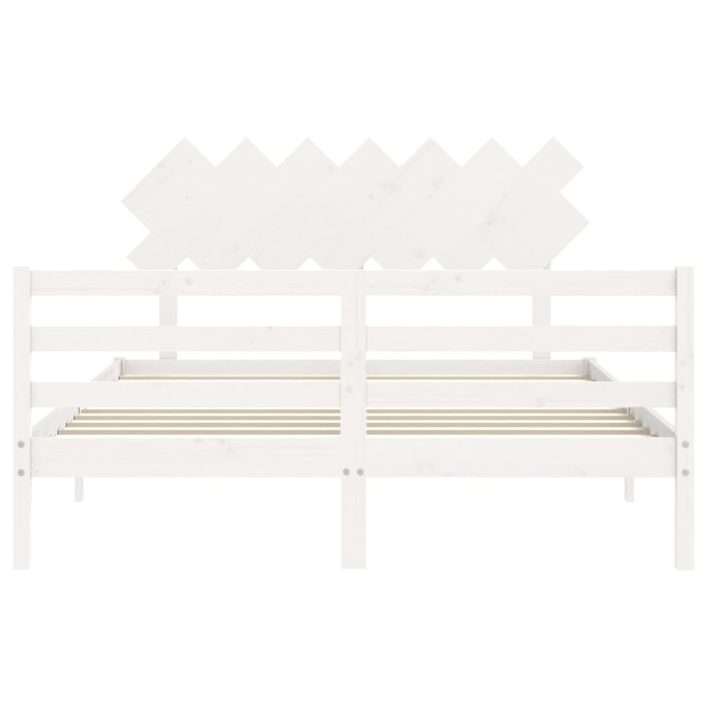 Estrutura de cama com cabeceira 140x200cm madeira maciça branco