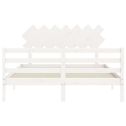 Estrutura de cama com cabeceira 140x200cm madeira maciça branco