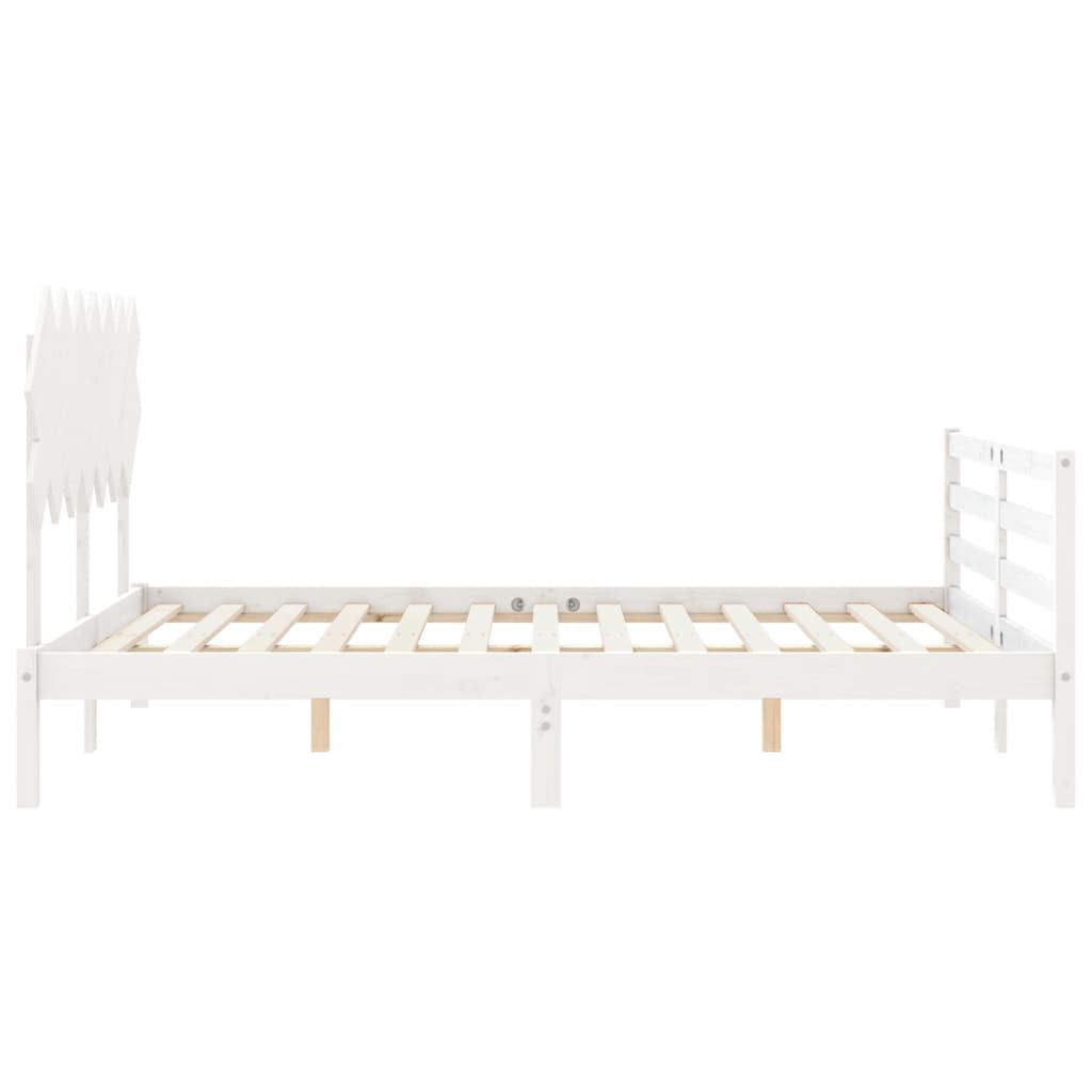 Estrutura de cama com cabeceira 140x200cm madeira maciça branco