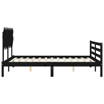 Estrutura de cama com cabeceira 140x200 cm madeira maciça preto