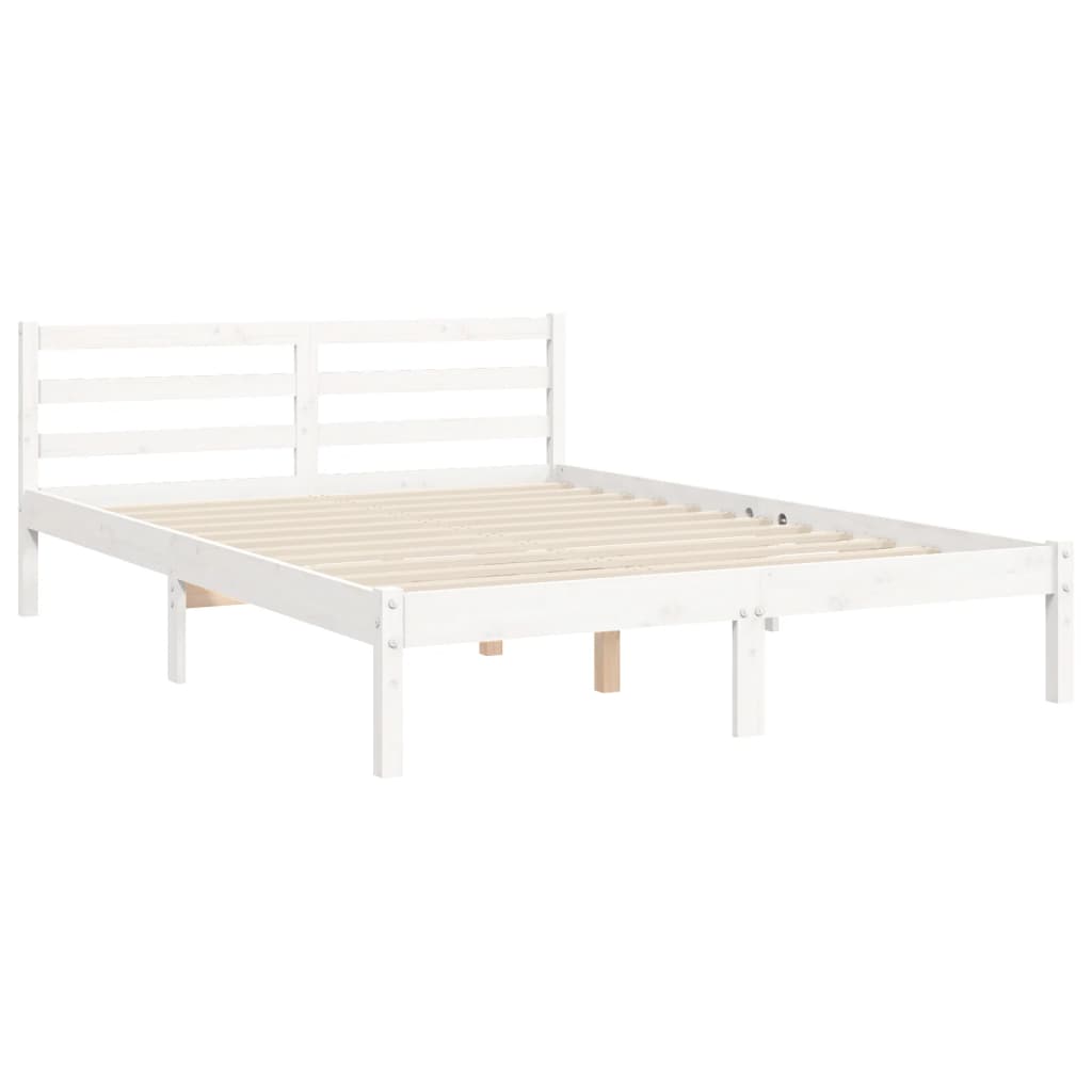 Estrutura de cama King Size com cabeceira madeira maciça branco