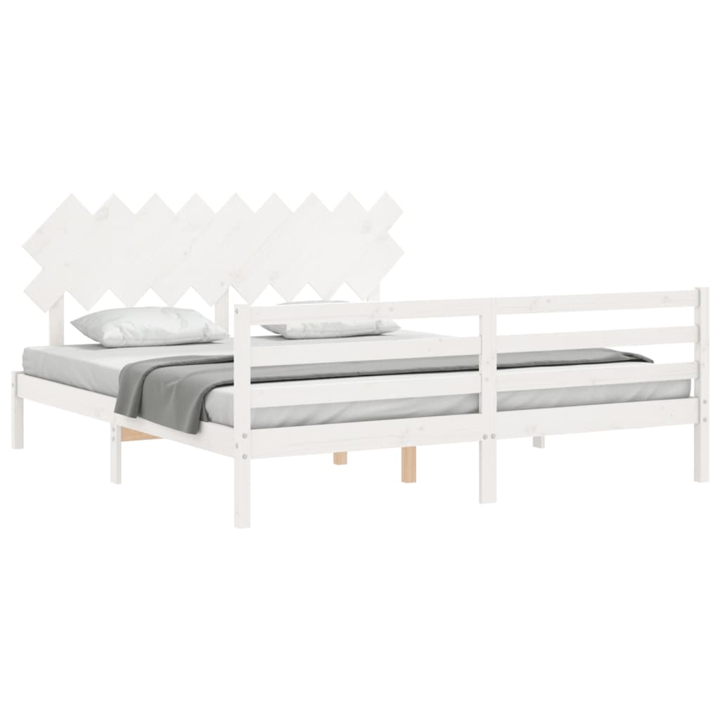 Estrutura cama Super King Size c/ cabeceira madeira branco