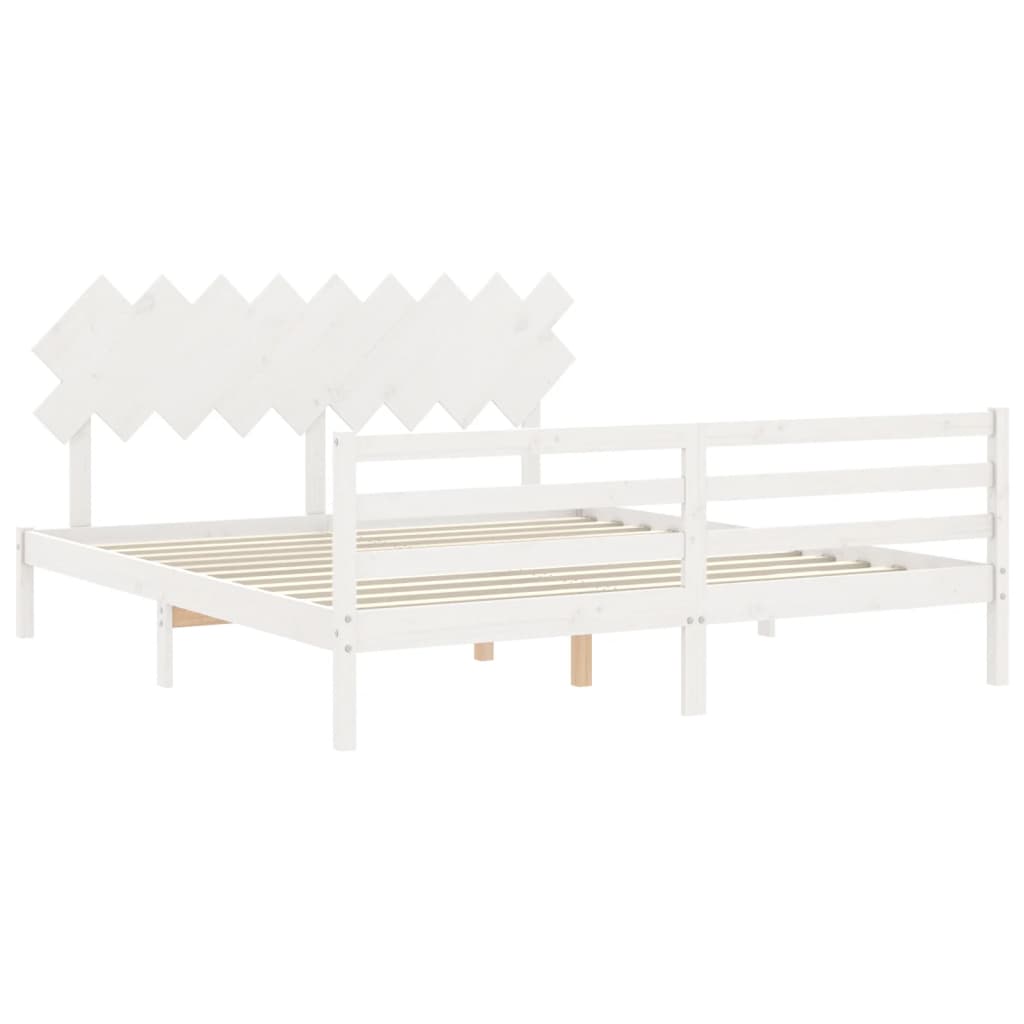 Estrutura cama Super King Size c/ cabeceira madeira branco