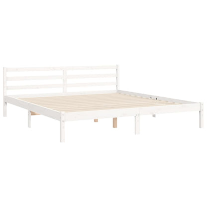 Estrutura cama Super King Size c/ cabeceira madeira branco