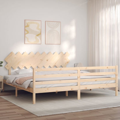 Estrutura de cama com cabeceira 200x200 cm madeira maciça