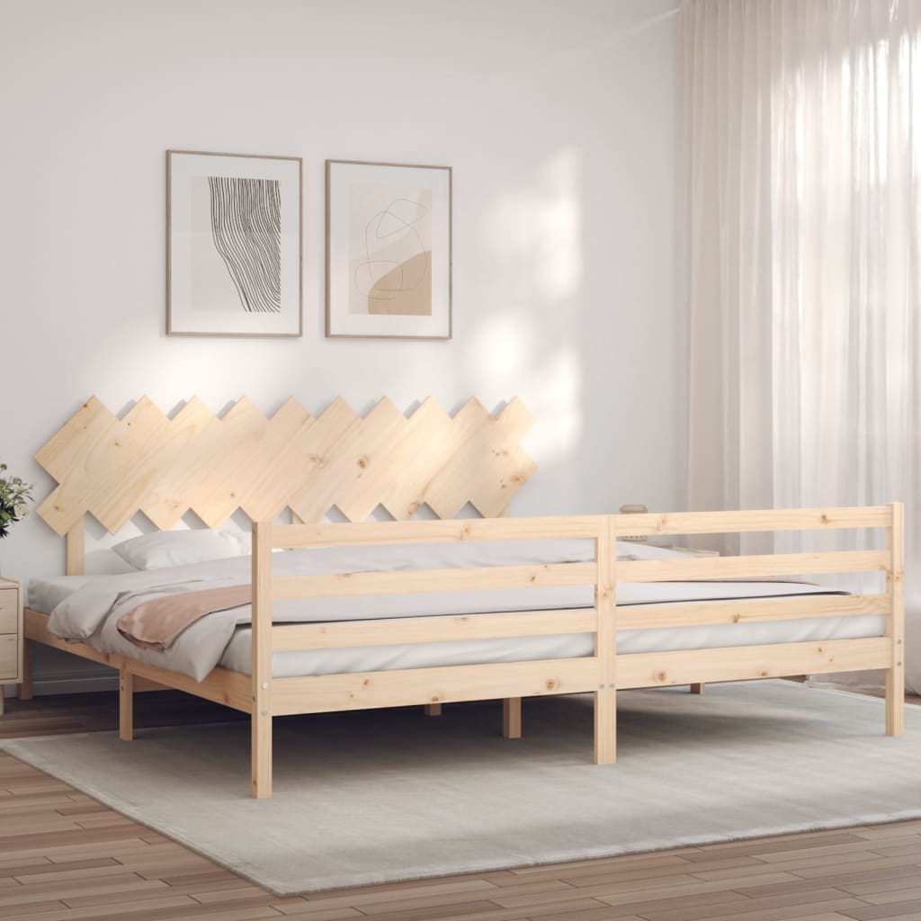 Estrutura de cama com cabeceira 200x200 cm madeira maciça