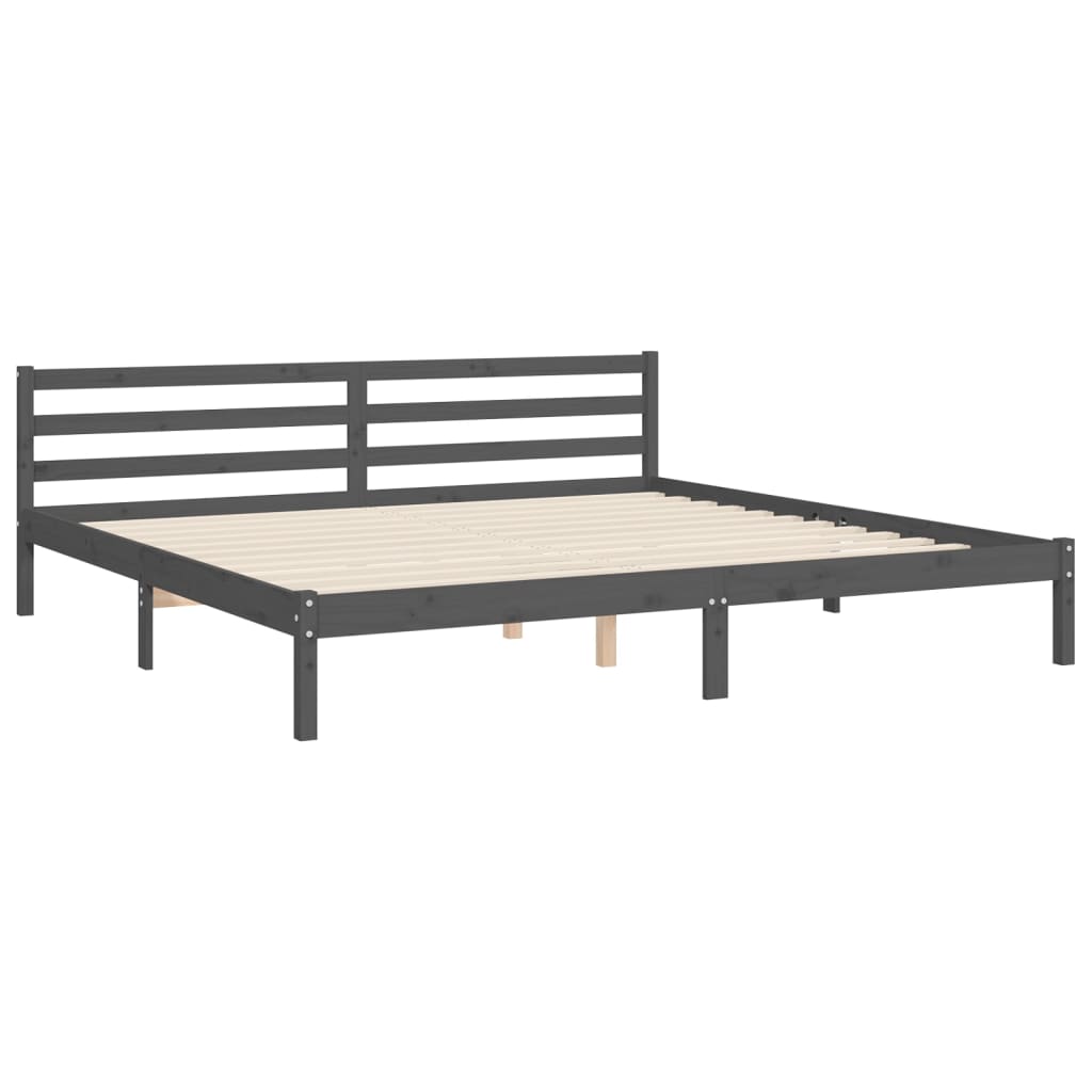 Estrutura de cama com cabeceira 200x200 cm madeira maciça cinza