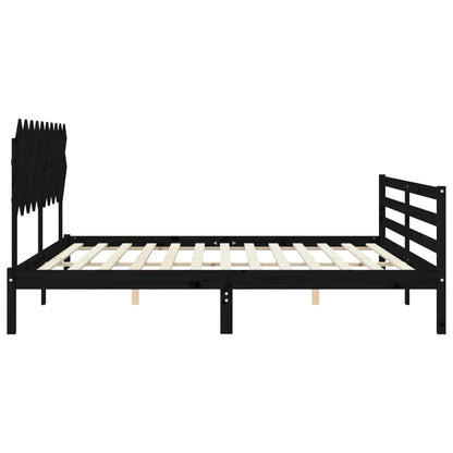 Estrutura de cama com cabeceira 200x200 cm madeira maciça preto