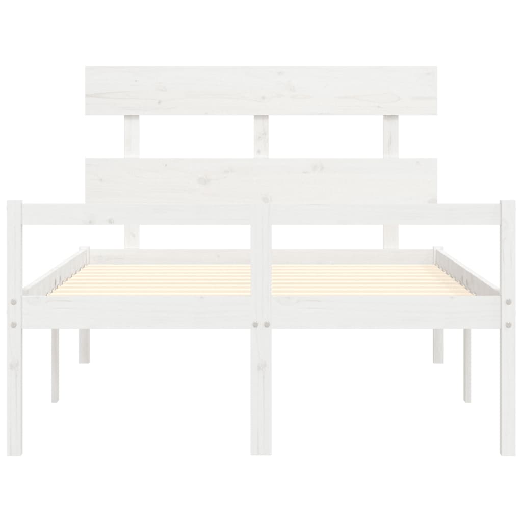 Estrutura de cama com cabeceira 140x190cm madeira maciça branco