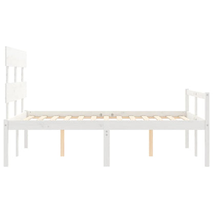 Estrutura de cama com cabeceira 140x190cm madeira maciça branco