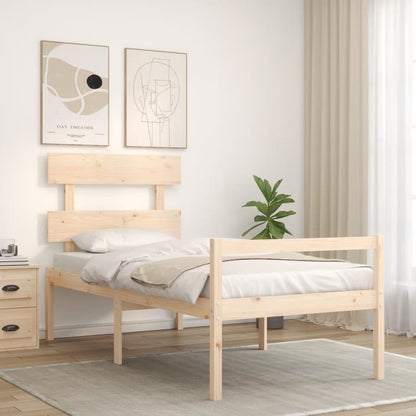 Cama para idosos com cabeceira 90x200 cm madeira maciça