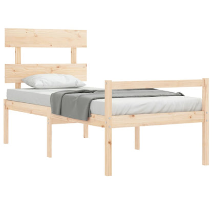 Cama para idosos com cabeceira 90x200 cm madeira maciça