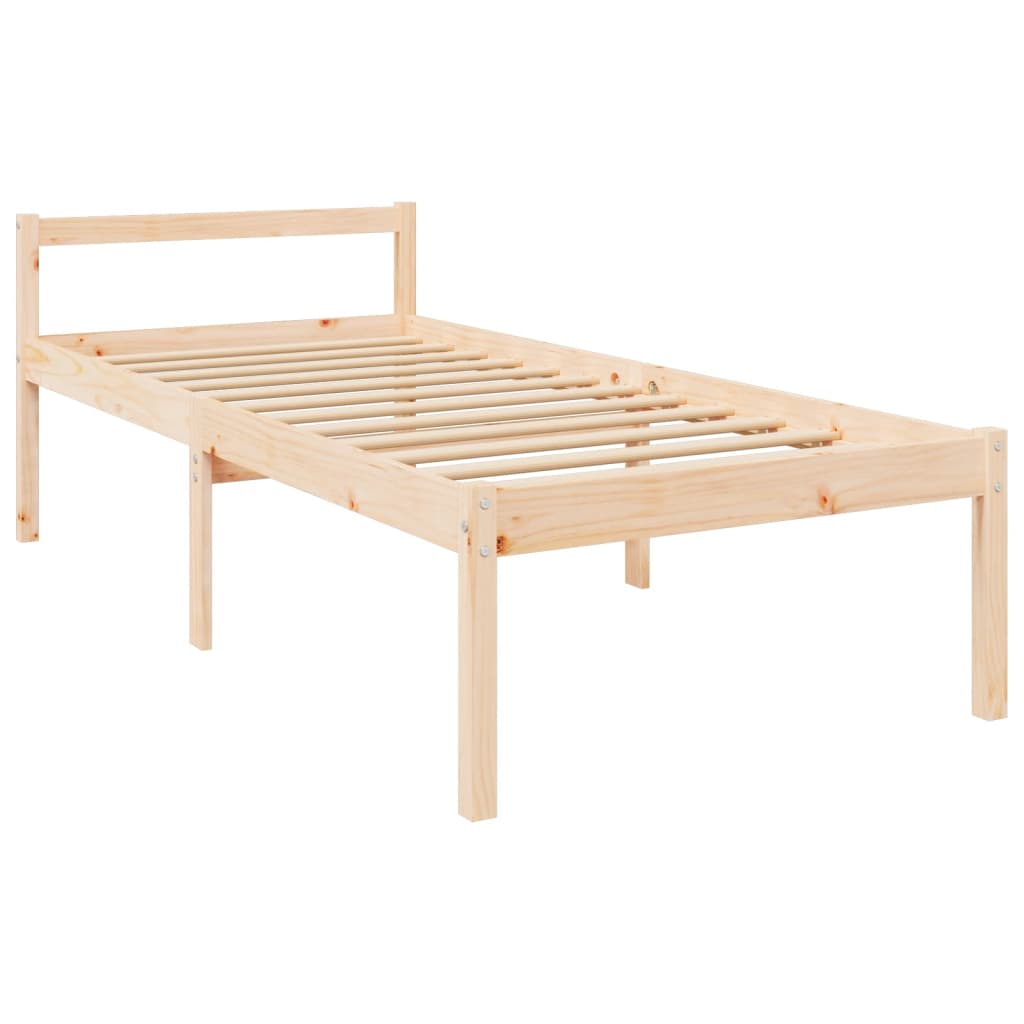 Cama para idosos com cabeceira 90x200 cm madeira maciça