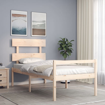 Cama para idosos com cabeceira 90x200 cm madeira maciça