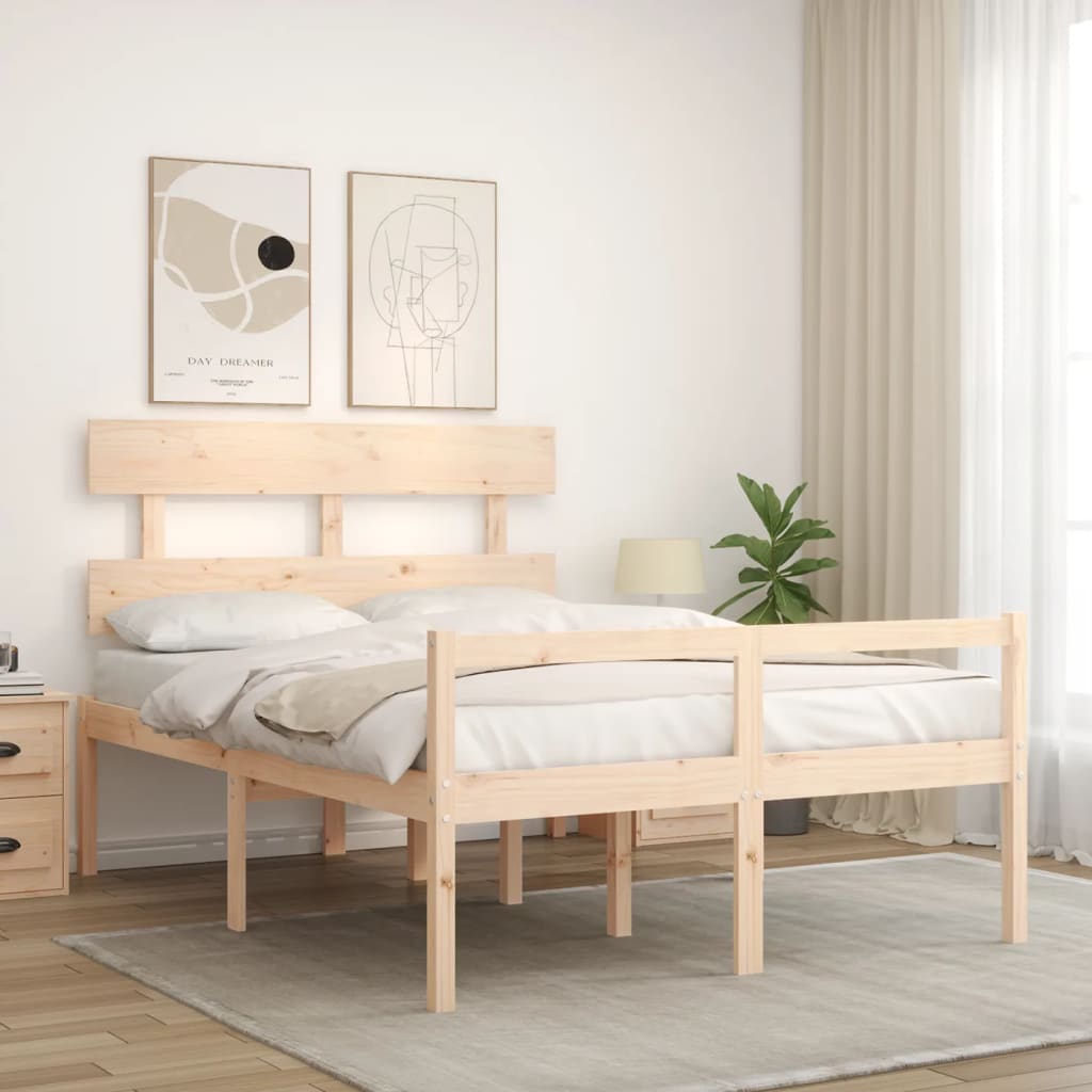 Estrutura de cama com cabeceira 120x200 cmmadeira maciça