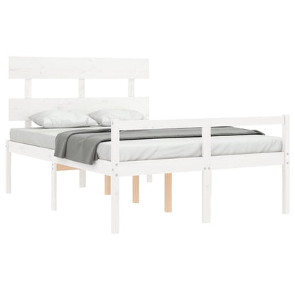 Estrutura de cama com cabeceira 140x200cm madeira maciça branco