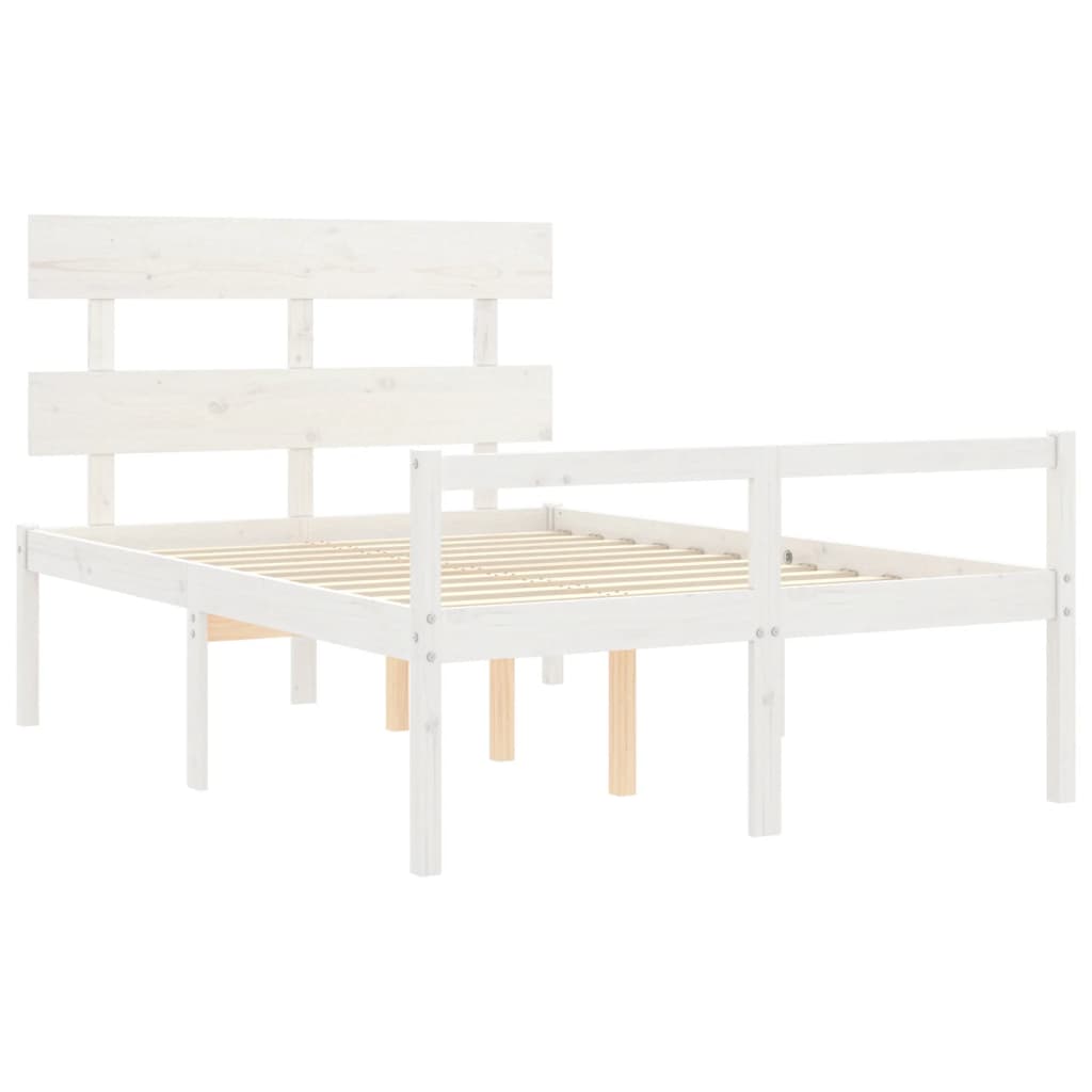 Estrutura de cama com cabeceira 140x200cm madeira maciça branco