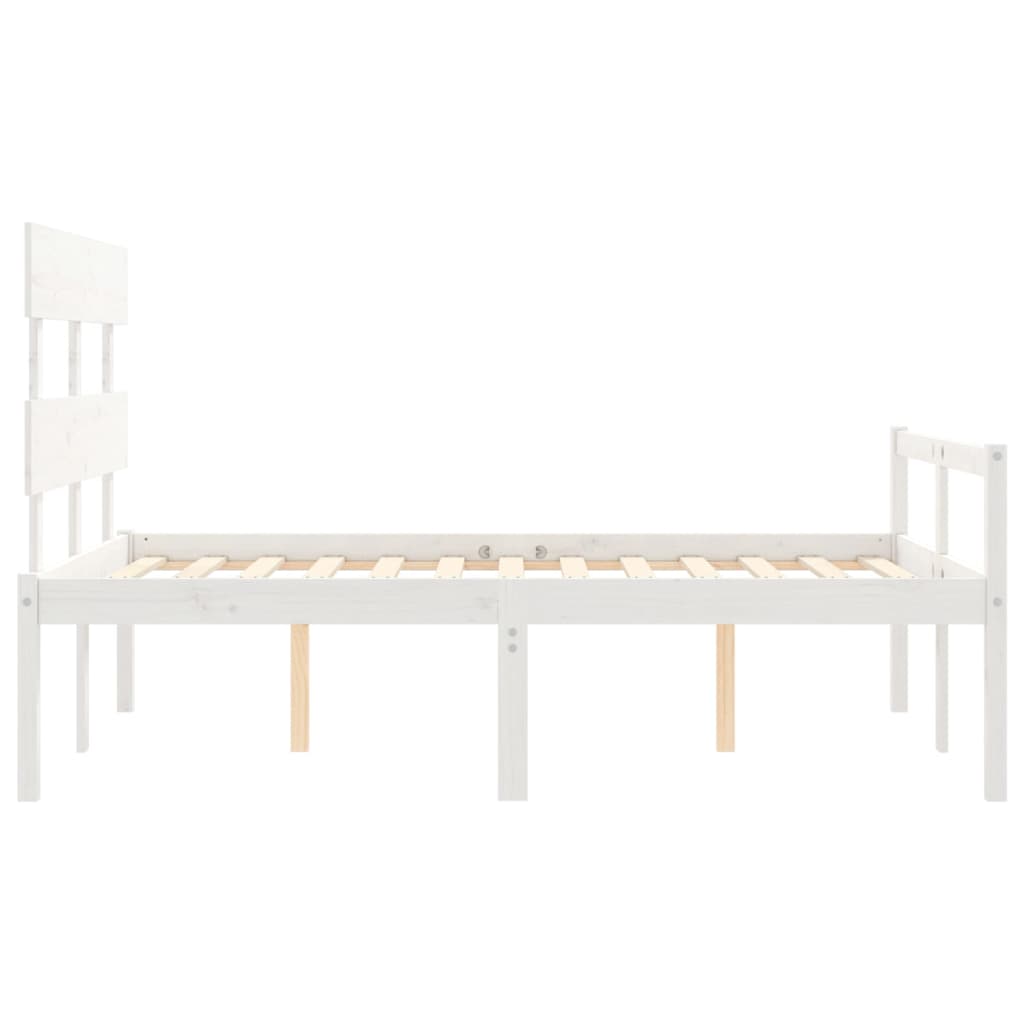 Estrutura de cama com cabeceira 140x200cm madeira maciça branco