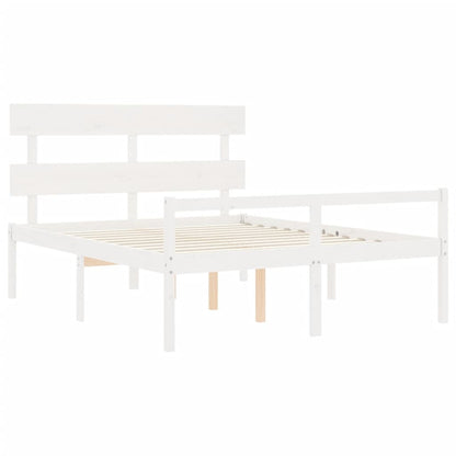 Estrutura de cama com cabeceira 160x200 cm madeira maciça