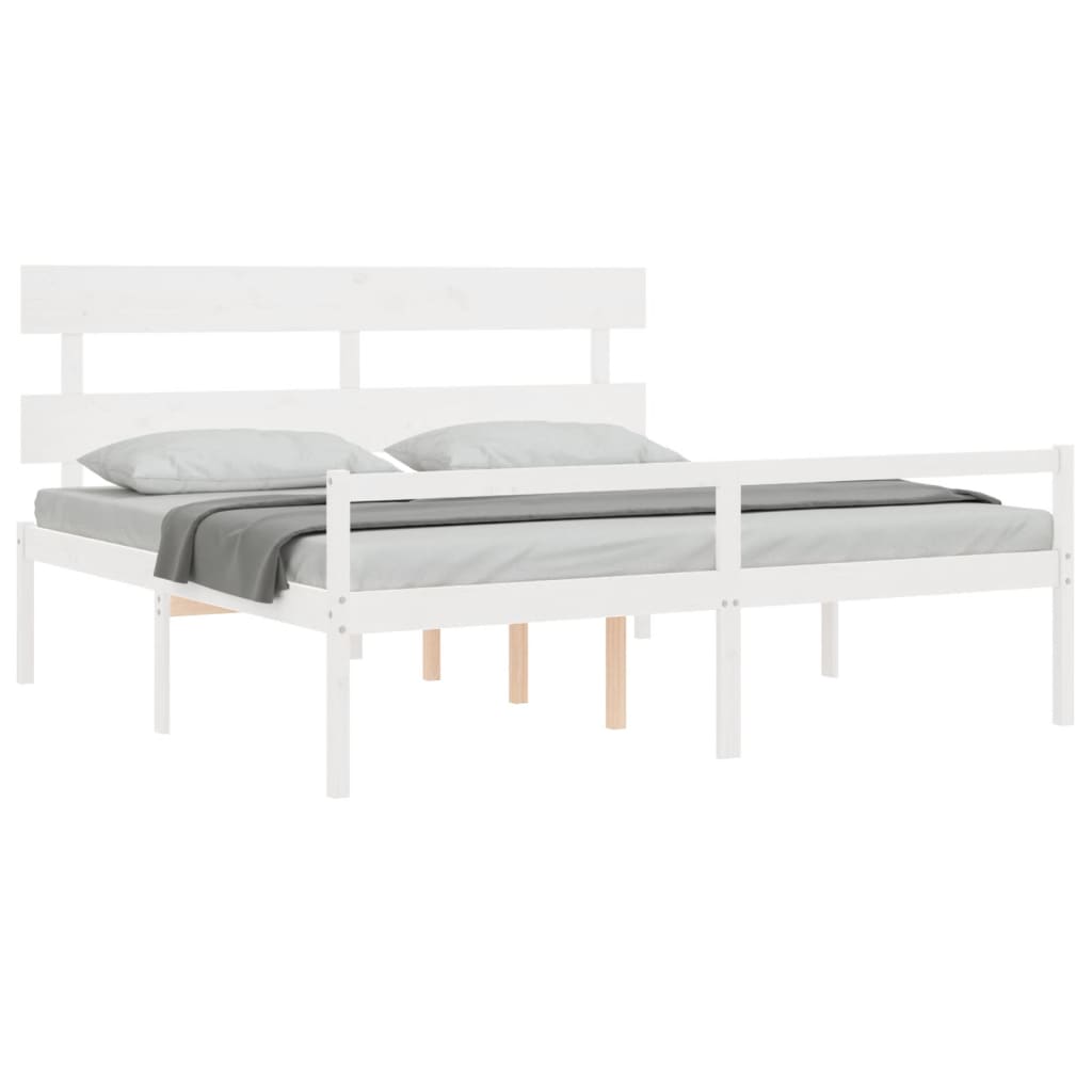 Estrutura cama Super King Size c/ cabeceira madeira branco