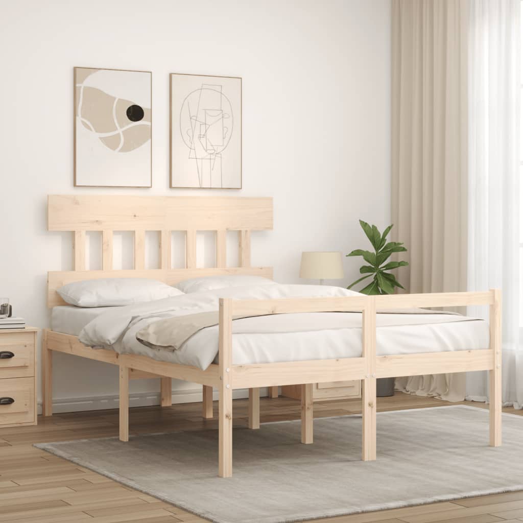 Estrutura de cama com cabeceira 140x190 cm madeira maciça