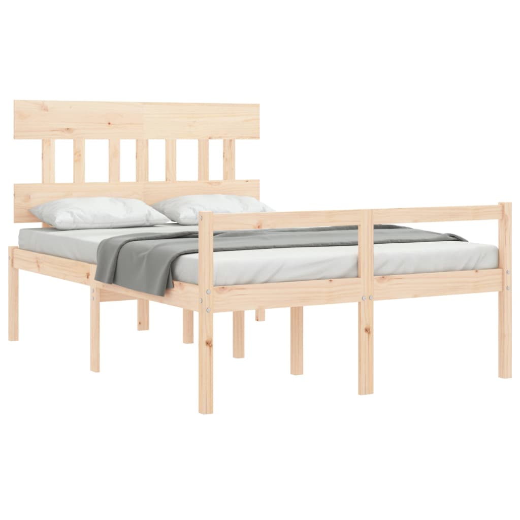 Estrutura de cama com cabeceira 140x190 cm madeira maciça