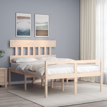 Estrutura de cama com cabeceira 140x190 cm madeira maciça