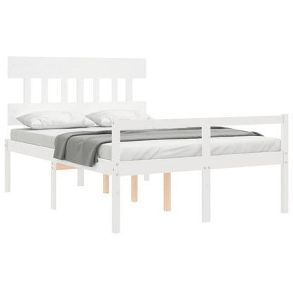 Estrutura de cama com cabeceira 140x190cm madeira maciça branco