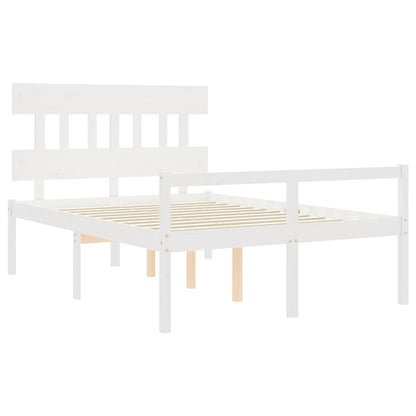 Estrutura de cama com cabeceira 140x190cm madeira maciça branco